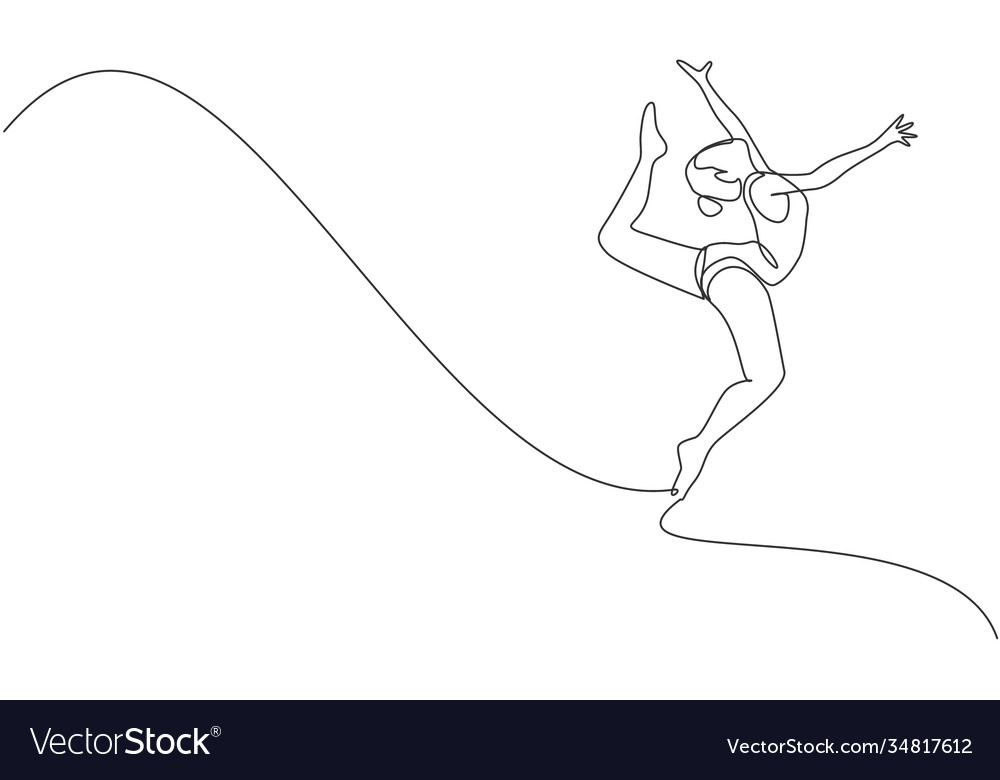 One continuous line drawing rhythmic motion vector image One continuous line drawing rhythmic motion