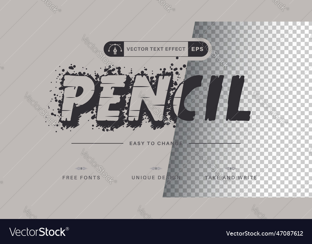 Pencil - editable text effect font style