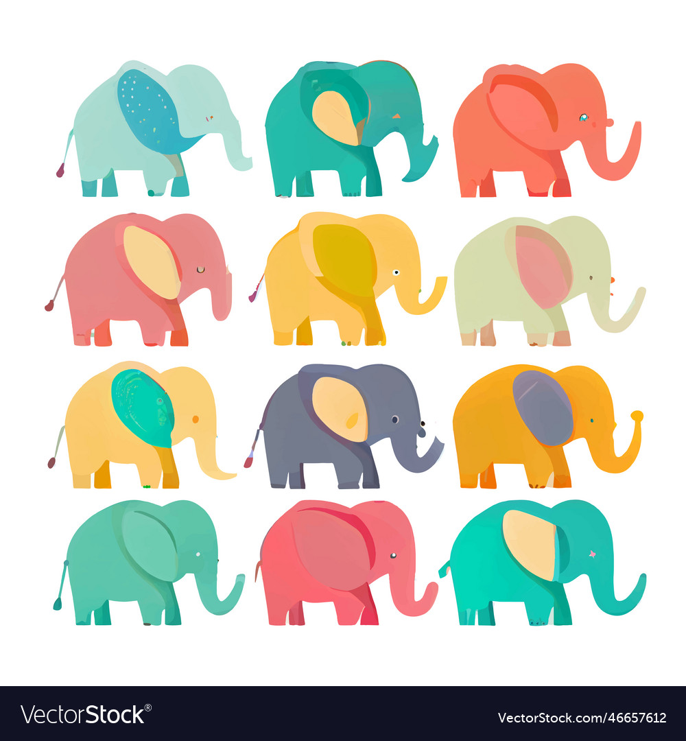 Set of elephant isolated Royalty Free Vector Image