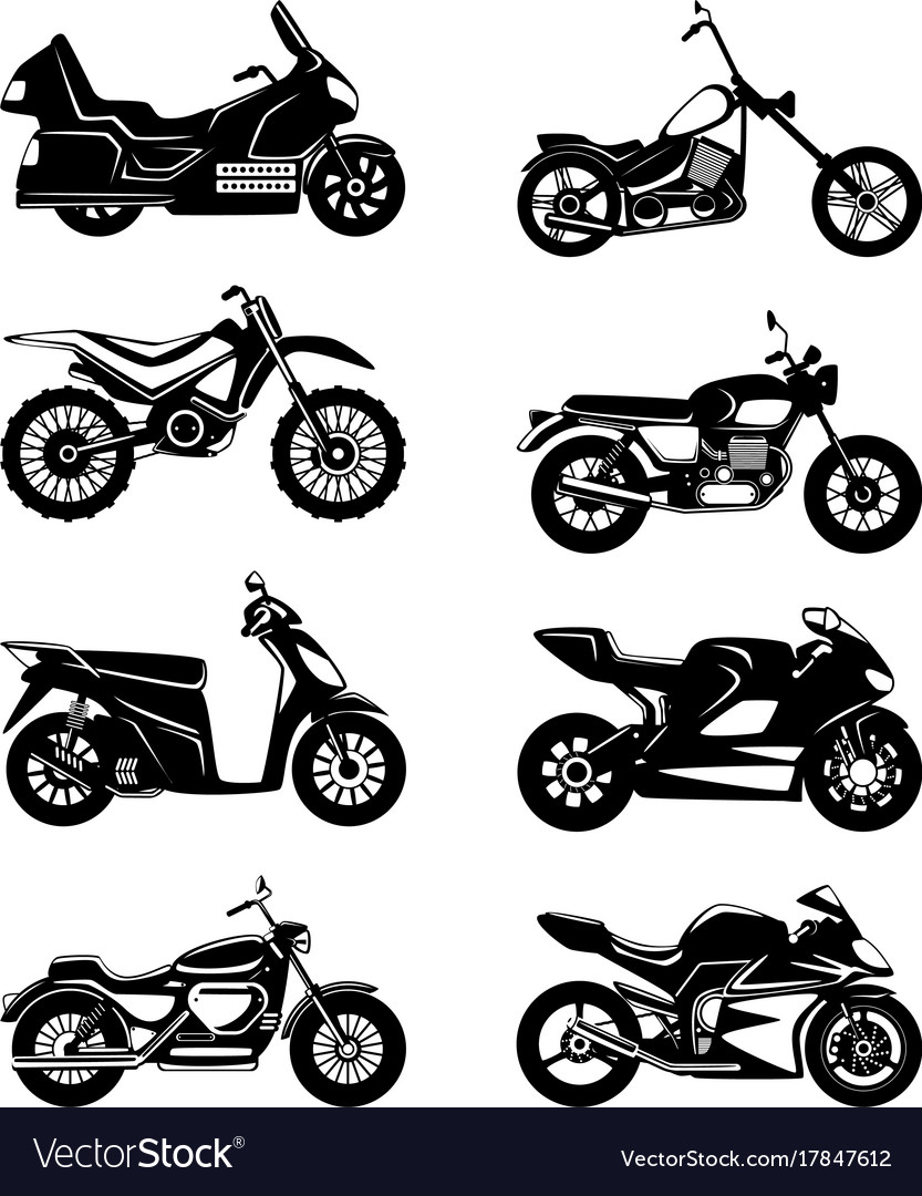 Silhouette motorcycles monochrome Royalty Free Vector Image