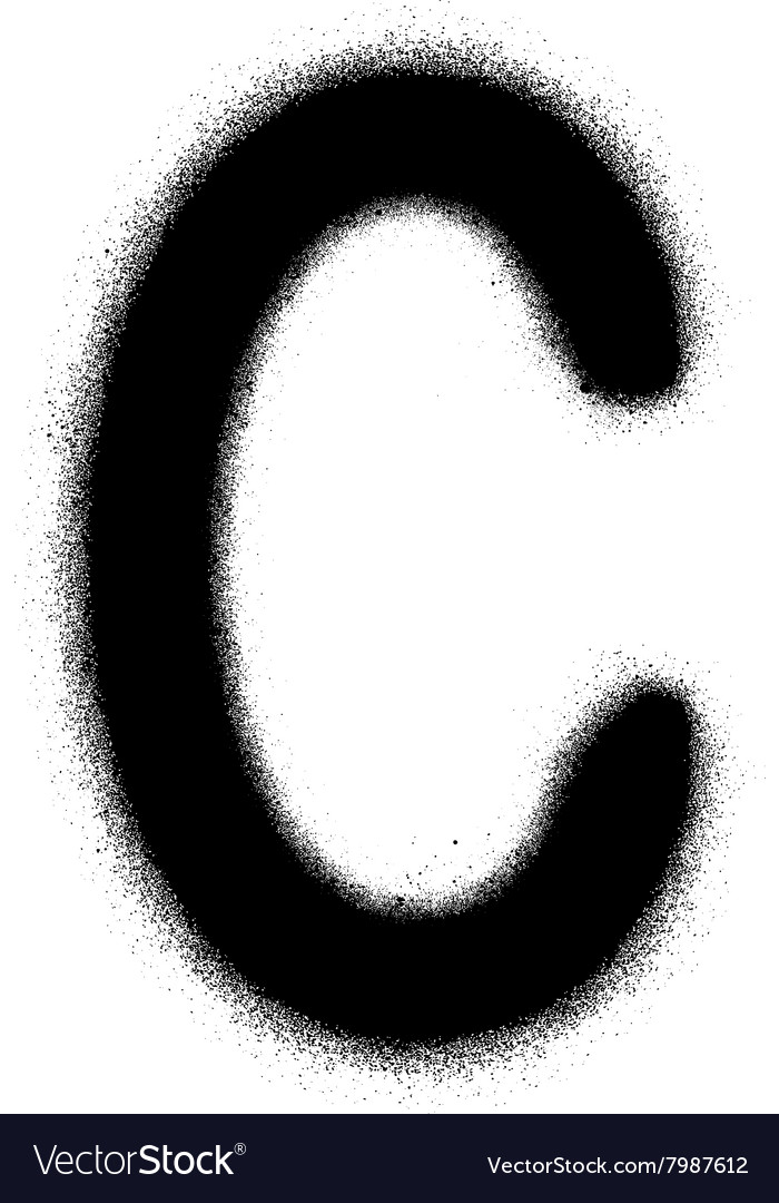 Sprayed c font graffiti in black over white