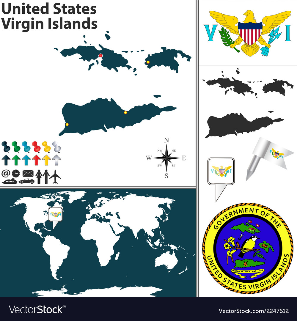 united states virgin islands map vector image