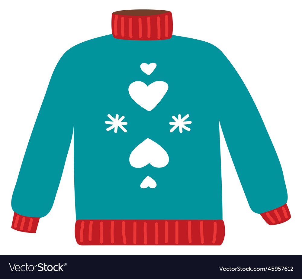 Warm sweater with heart sign valentine holiday