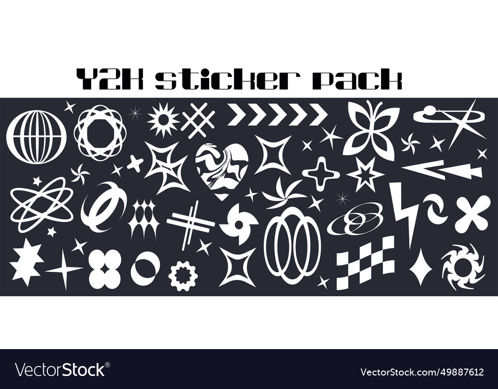 Y2k icon set retro futuristic elements for design