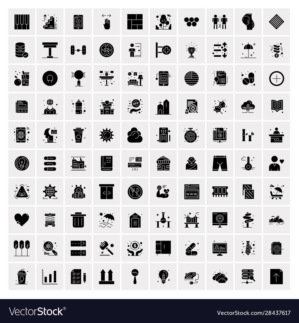 100 solid business icons for web and print