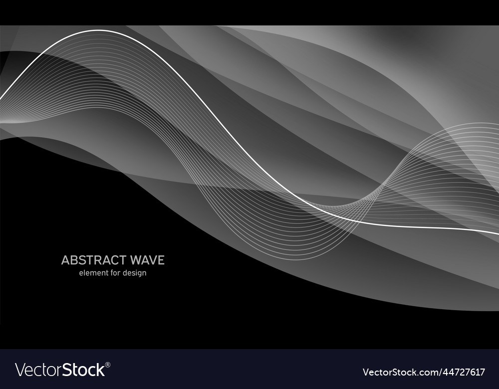 Abstract black background with smooth gray lines