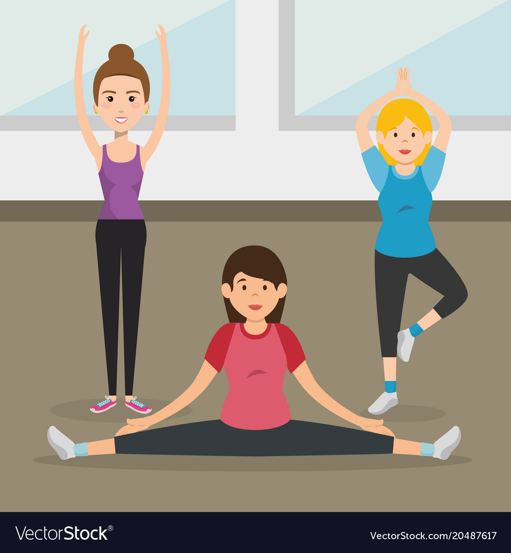 Athletic people practicing exercise characters Vector Image