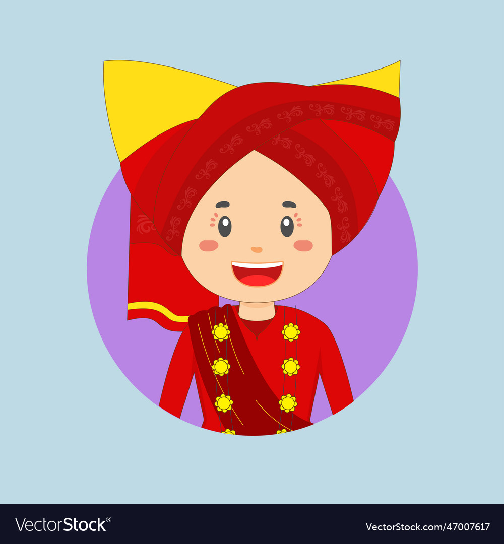 Avatar of a west sumatra indonesian character Vector Image
