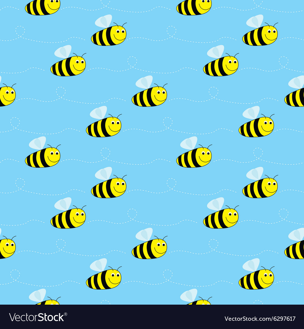 Bees seamless pattern