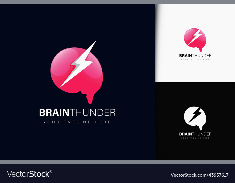 Brain thunder logo design with gradient vector image Brain thunder logo design with gradient