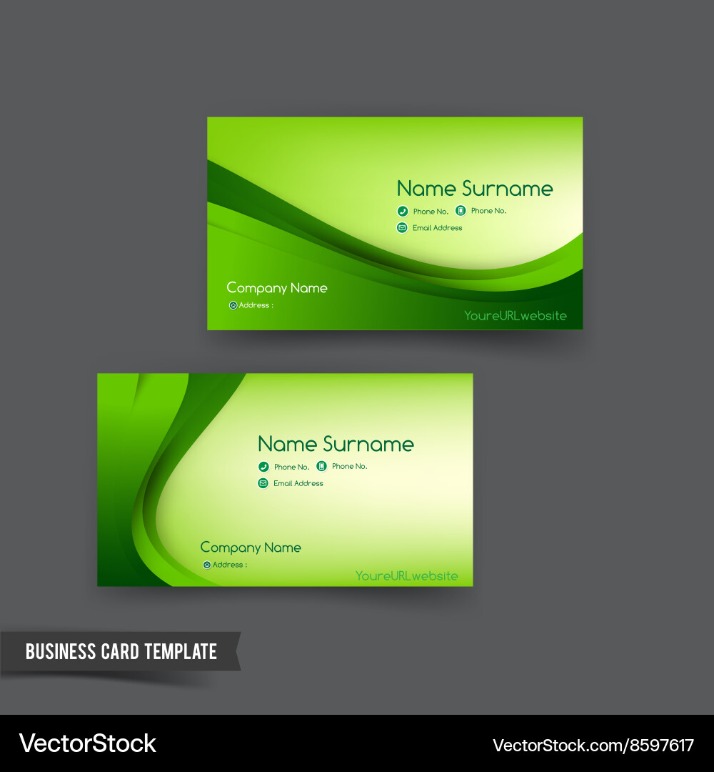 Business card template set 048 green curve element