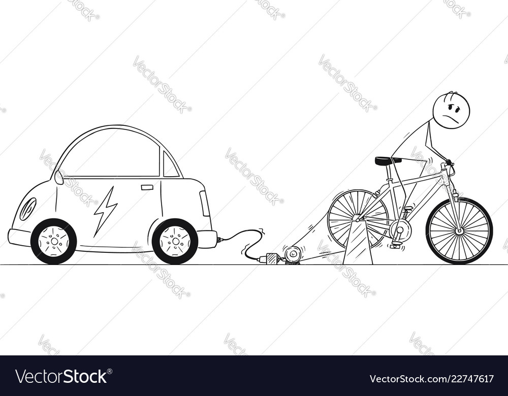 Cartoon of man riding on bicycle power generator Vector Image Cartoon of man riding on bicycle power generator Vector Image