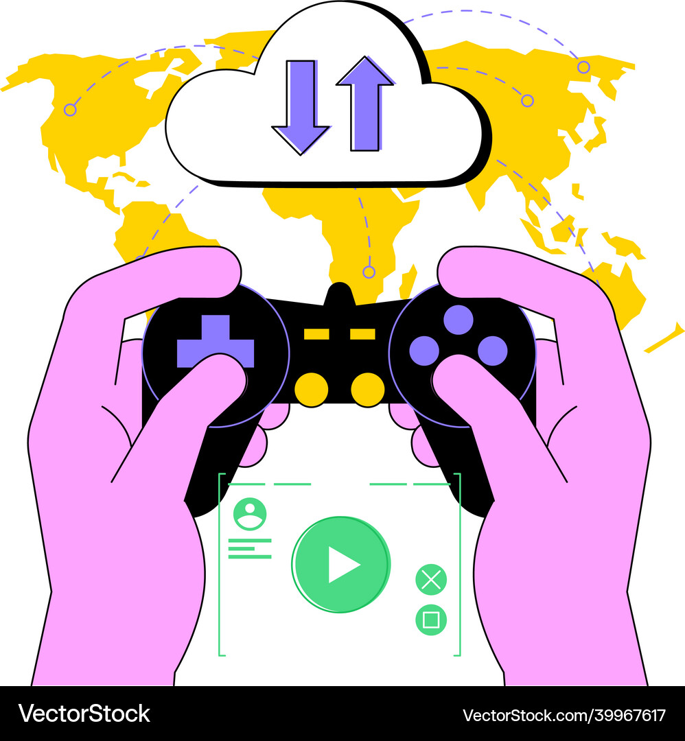 Cloud gaming abstract concept Royalty Free Vector Image