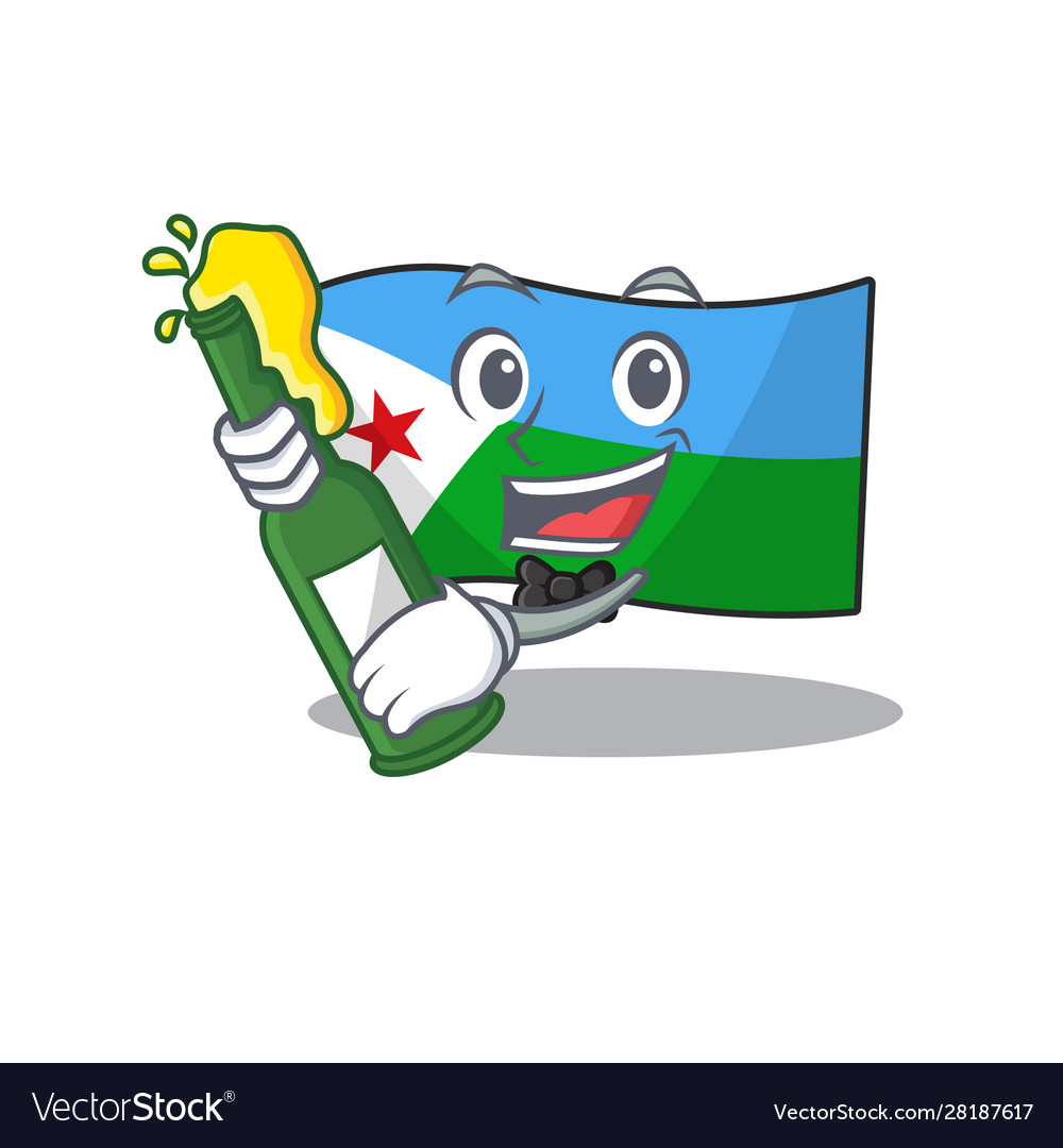 Cool flag djibouti with beer mascot cartoon style