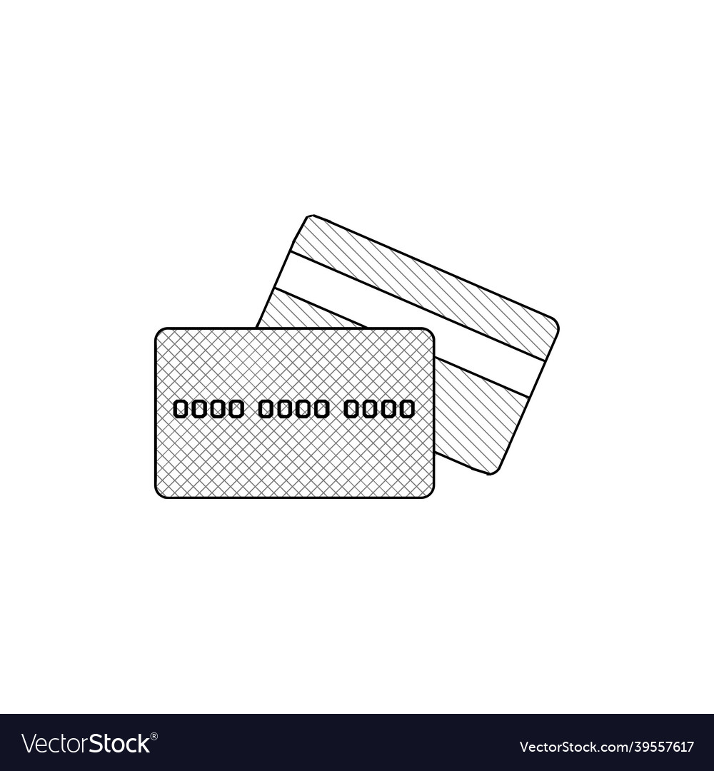 Credit card thin line icon hand drawn