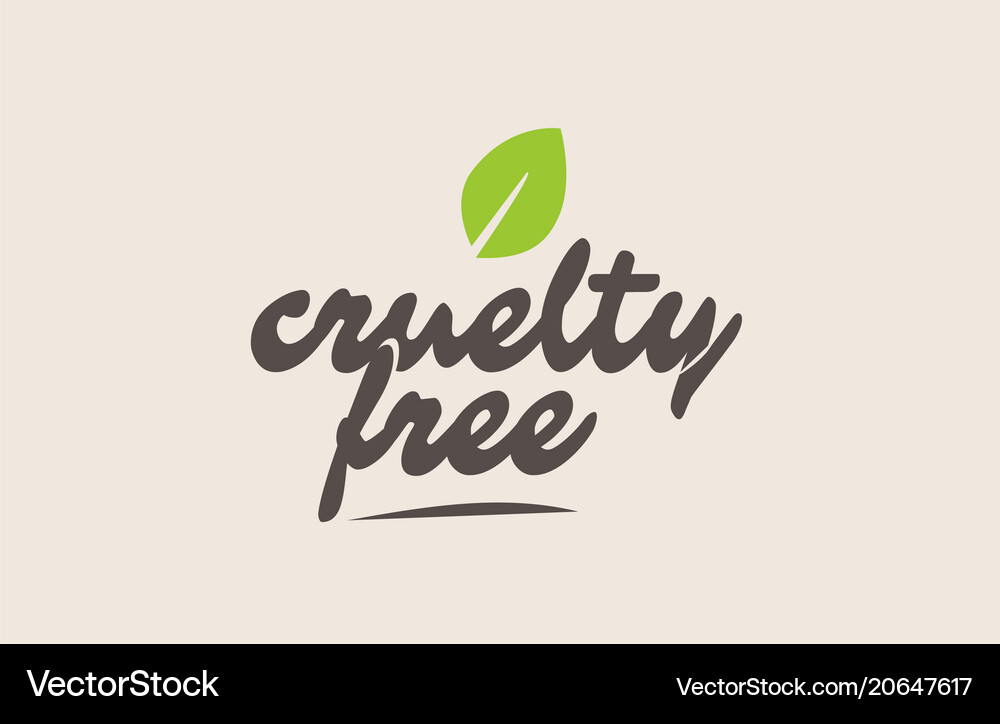Cruelty free word or text with green leaf Vector Image