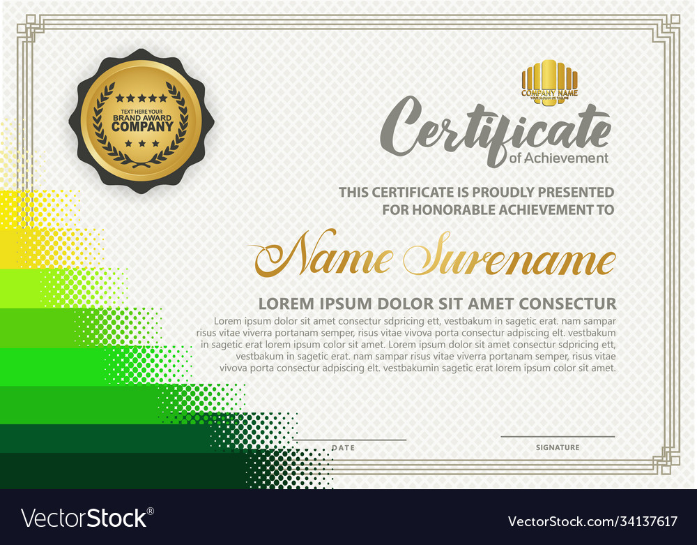 Diploma certificate template with halftone style