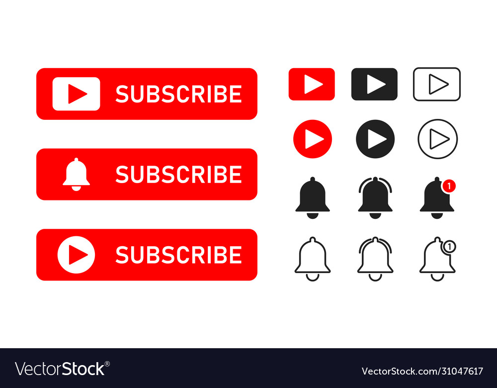 Flat button with red subscribe on white vector image Flat button with red subscribe on white