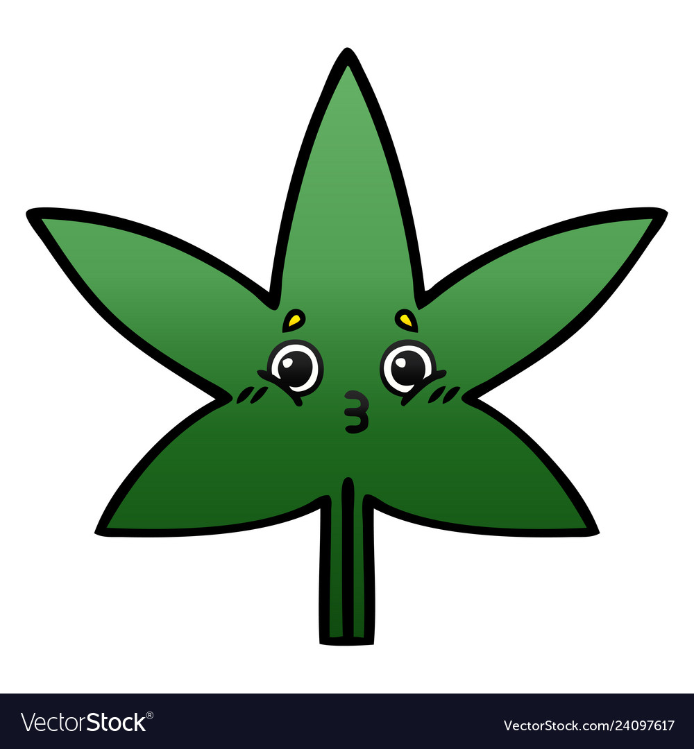 Gradient shaded cartoon marijuana leaf Royalty Free Vector