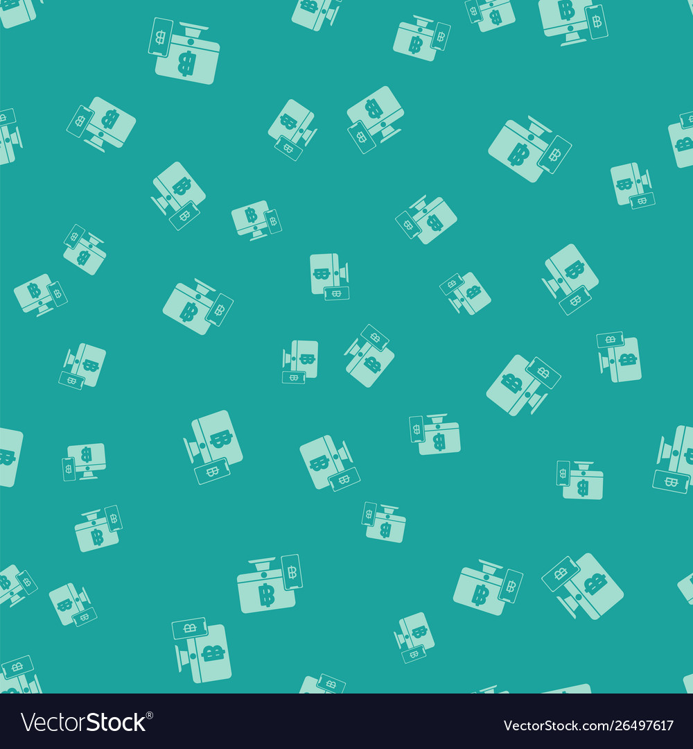 Green computer monitor with mobile phone vector image Green computer monitor with mobile phone
