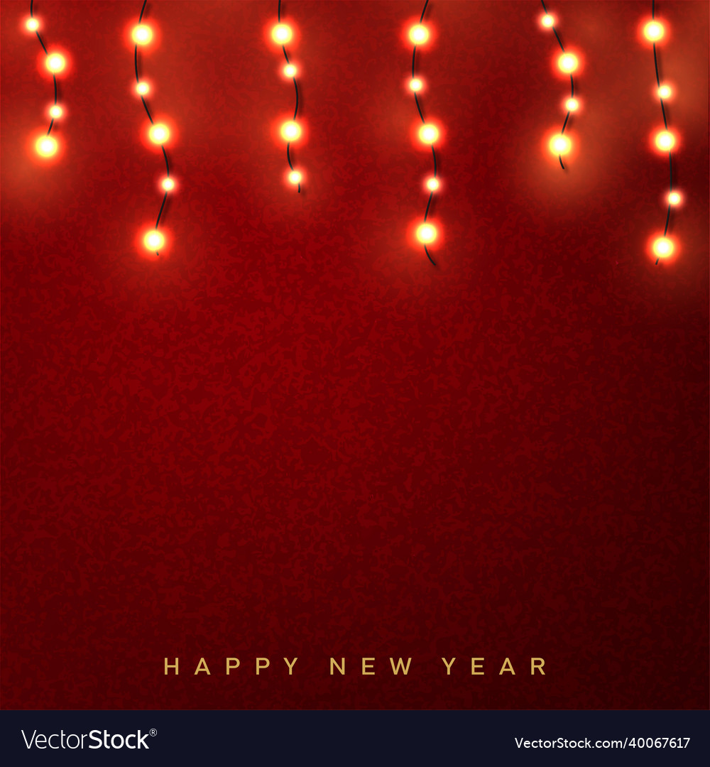 Happy new year card with hanging xmas garlands vector image Happy new year card with hanging xmas garlands