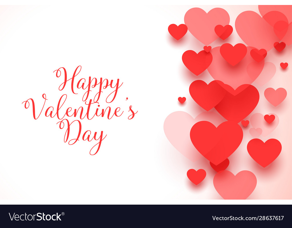 Happy valentines day red hearts on white Vector Image