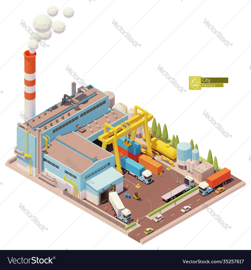 Isometric factory building Royalty Free Vector Image
