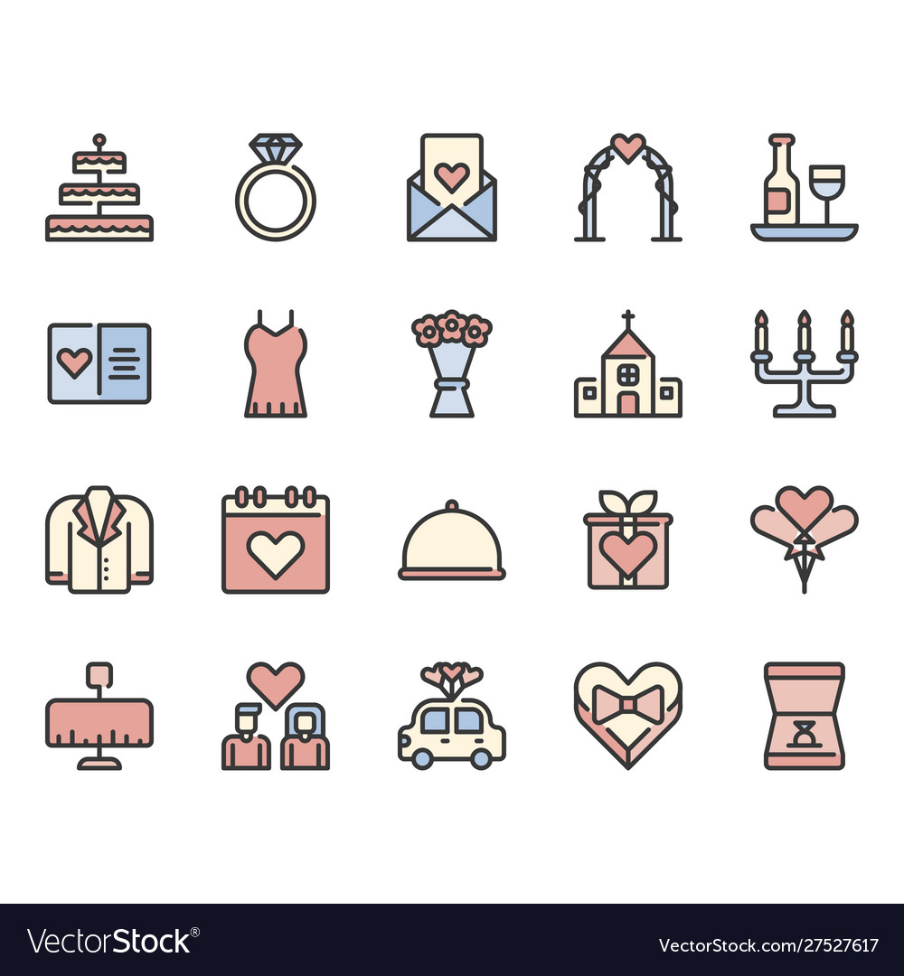 Love and wedding related icon set