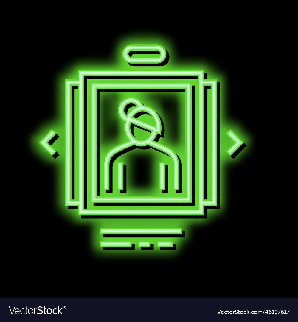 Photo list adoption neon glow icon