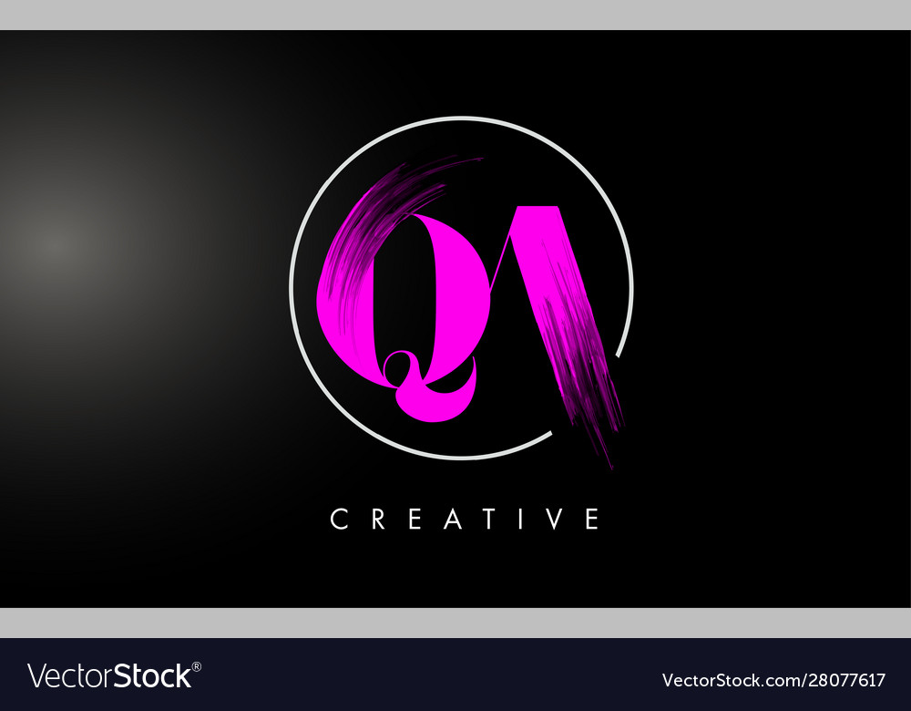 Pink qa brush stroke letter logo design