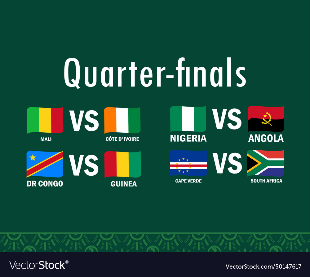 Quarter finals matches flags ribbon african design