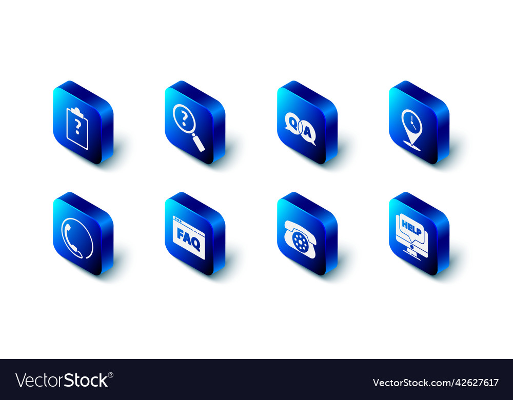 Set unknown search question and answer location vector image Set unknown search question and answer location
