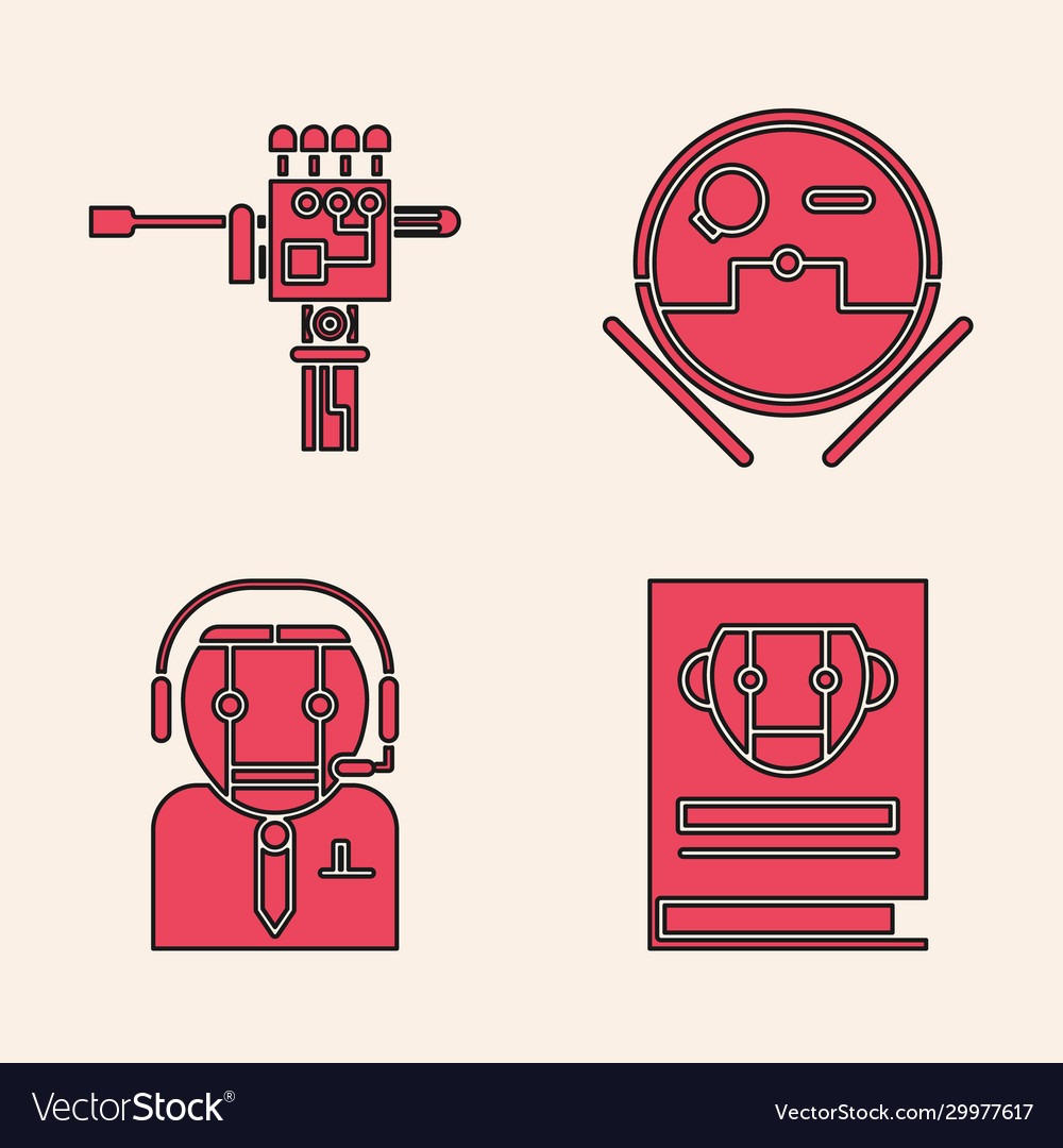 Set user manual mechanical robot hand vector image Set user manual mechanical robot hand