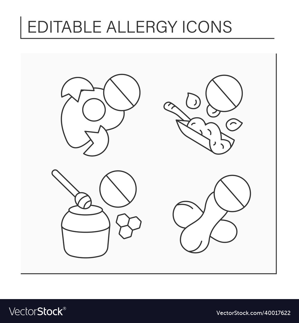 Allergy line icons set