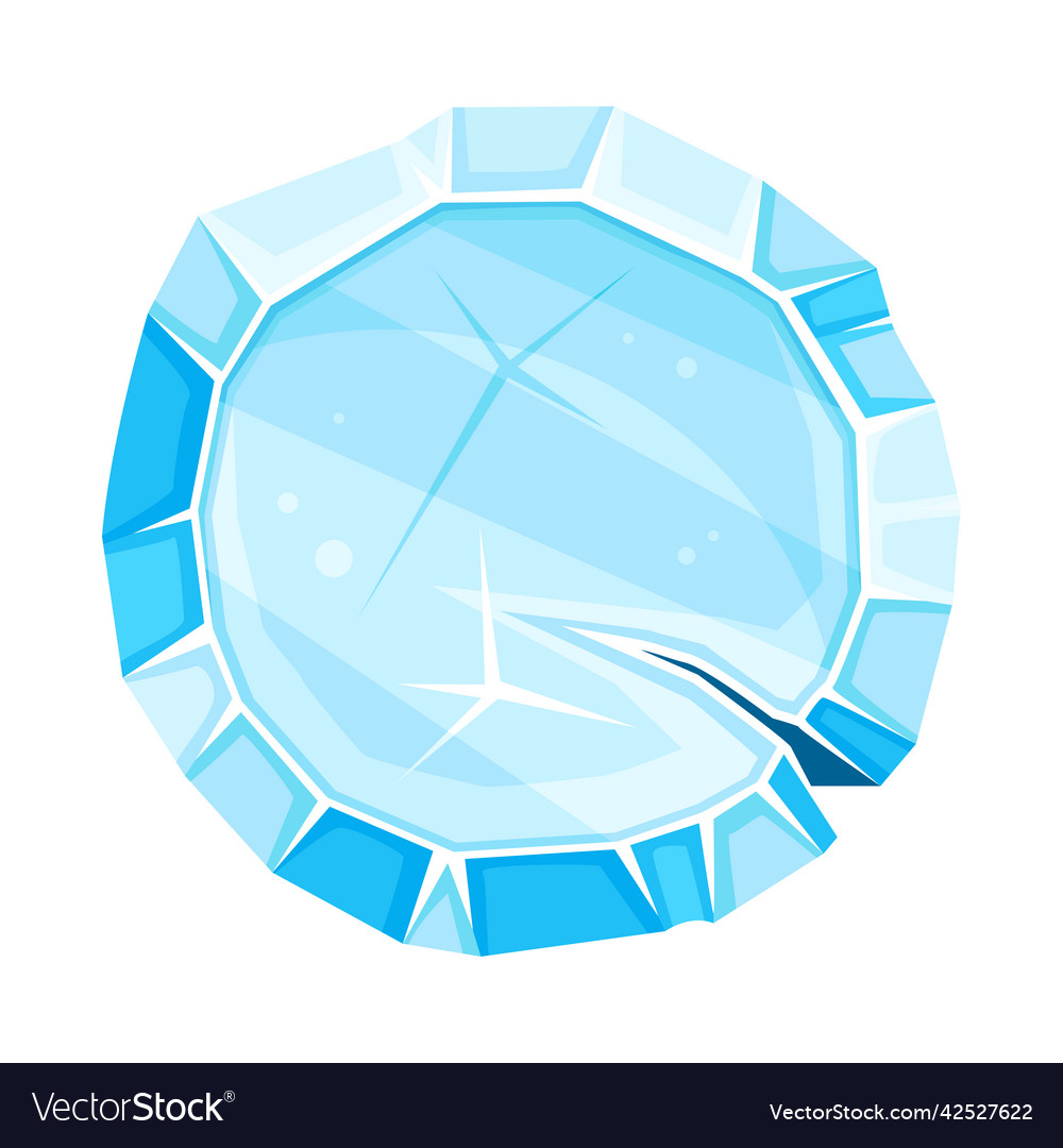 Blue round ice shaped element for game and web vector image Blue round ice shaped element for game and web