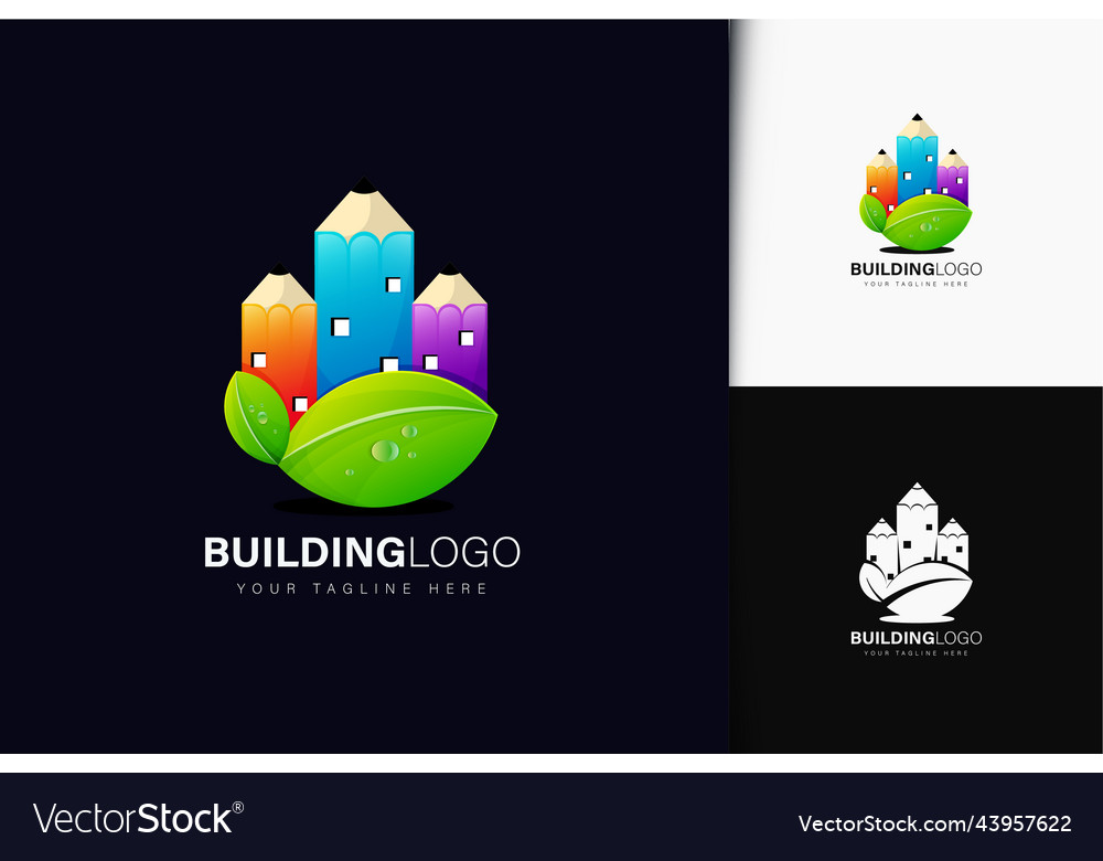 Building pencil logo design with gradient Vector Image Building pencil logo design with gradient