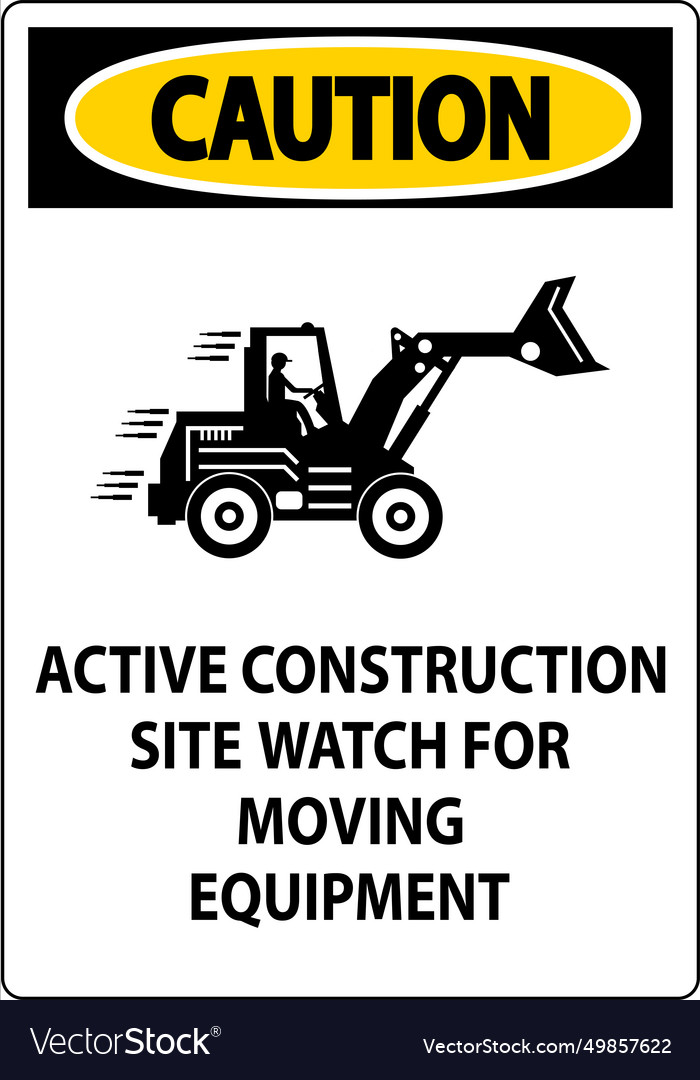 Construction area sign caution - active Royalty Free Vector