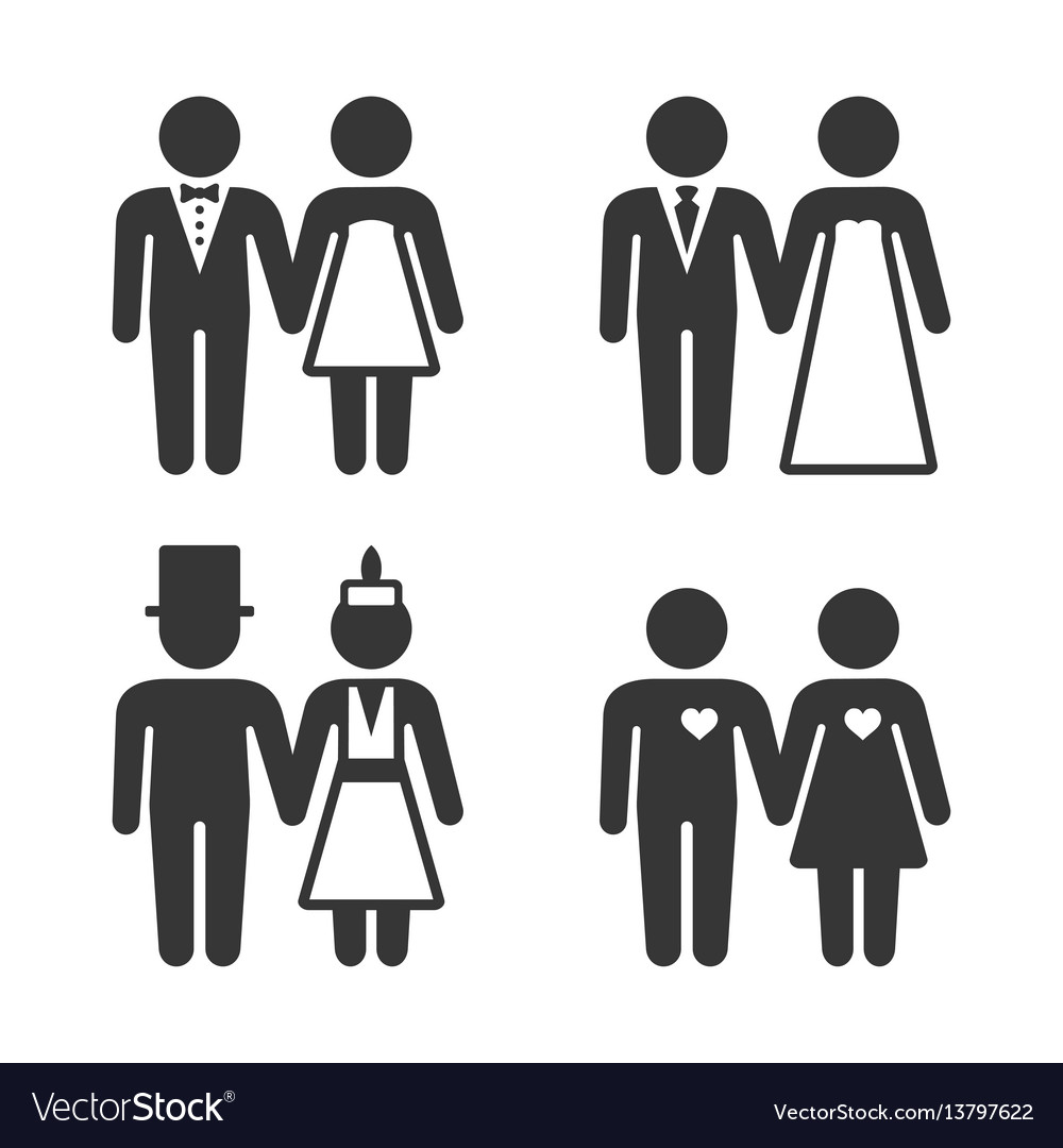 Couple getting married icons set Royalty Free Vector Image