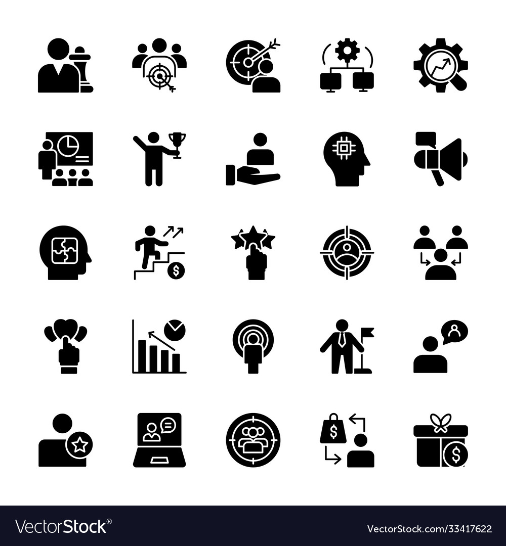 Customer psychology solid icons Royalty Free Vector Image