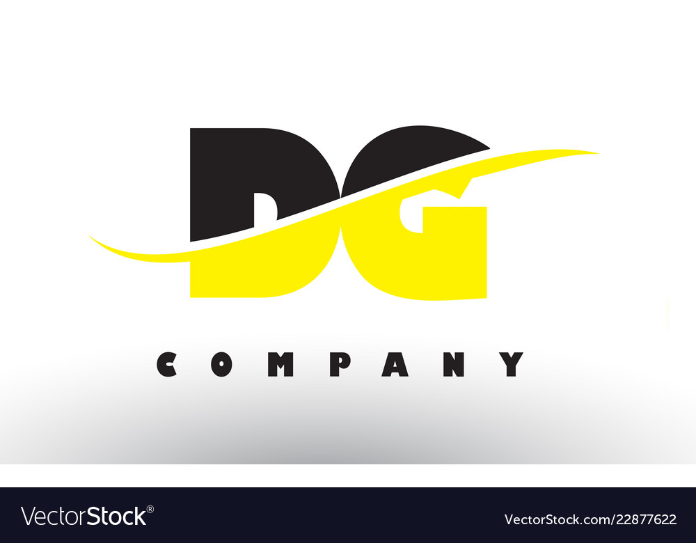 Dg d g black and yellow letter logo with swoosh