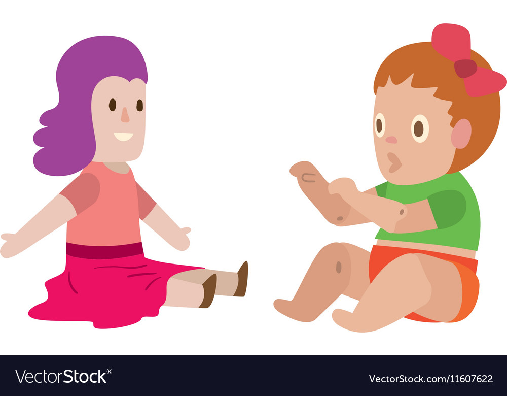 Doll girl toy character Royalty Free Vector Image