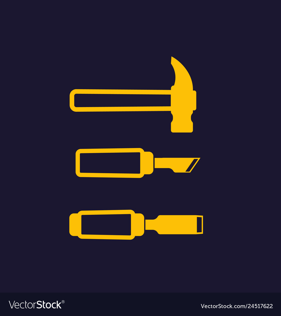Hammer cutter and chisel vector image Hammer cutter and chisel