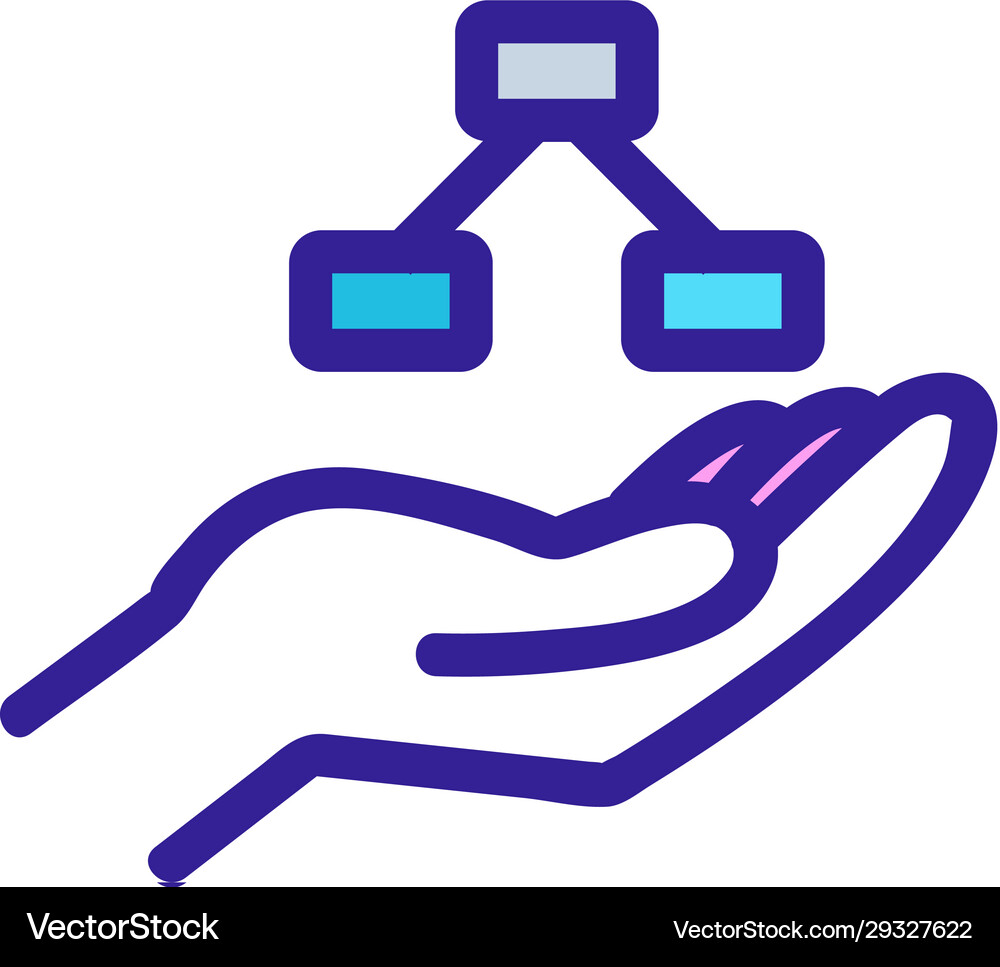 Hand hierarchy icon isolated contour Royalty Free Vector