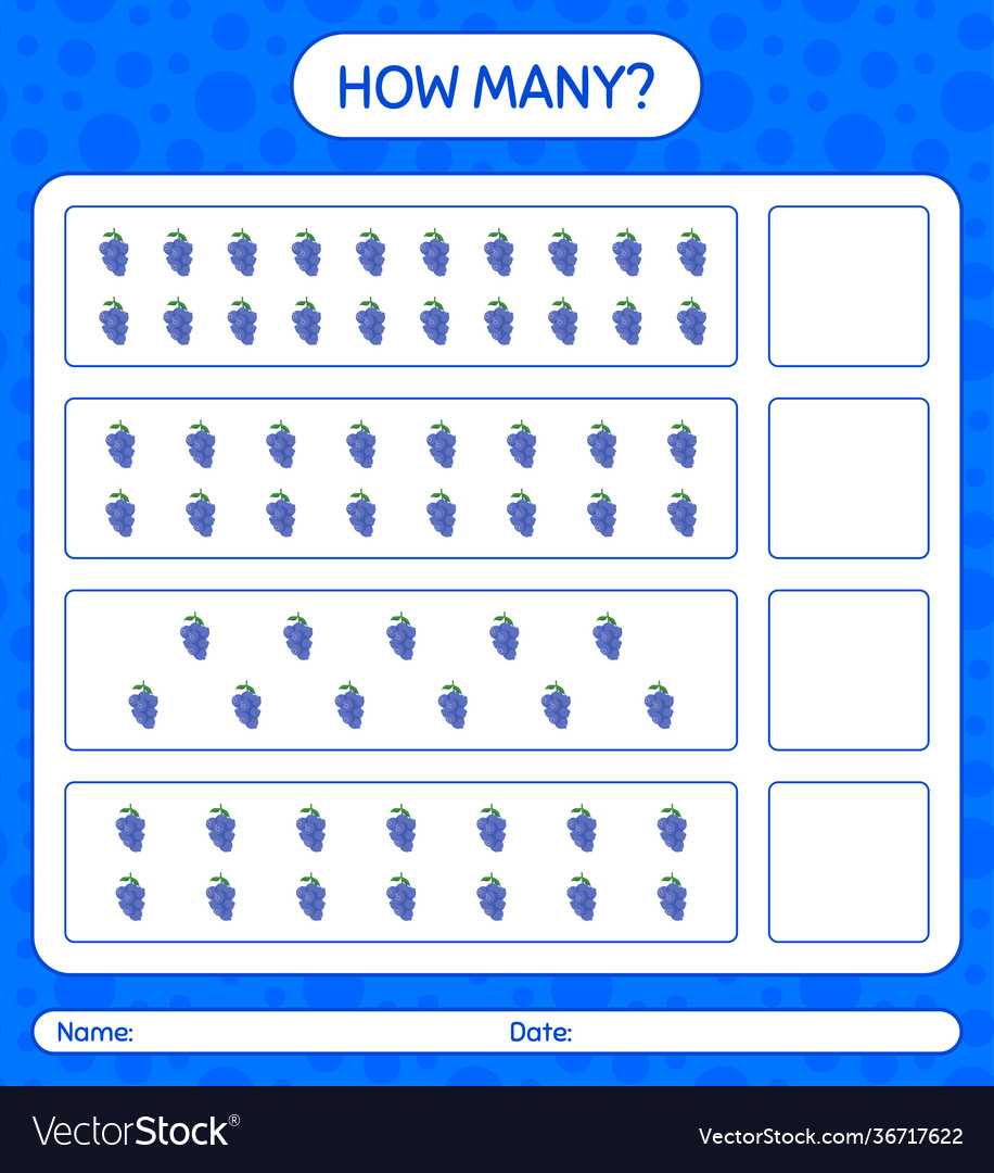 How many counting game with blueberry worksheet