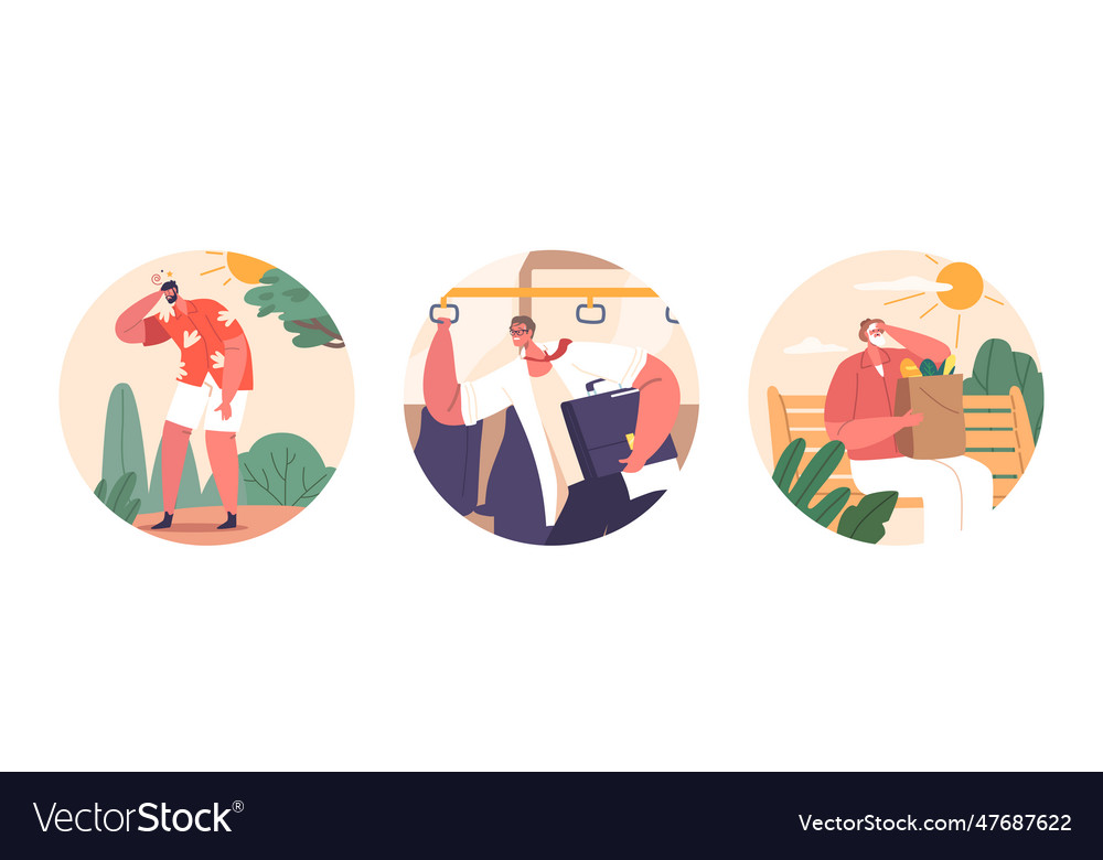 Isolated round icons with heat-exposed characters Vector Image Isolated round icons with heat-exposed characters
