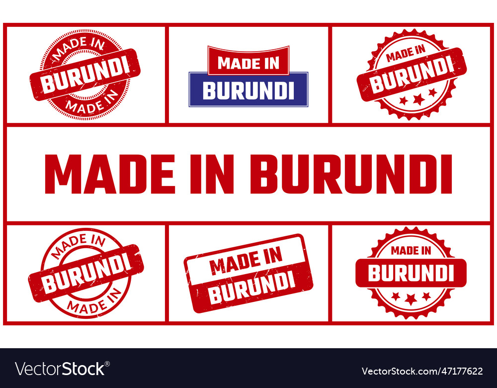 Made in burundi rubber stamp set