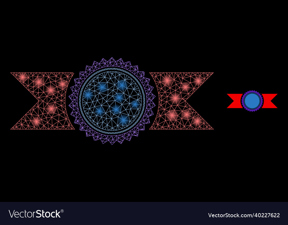 Mesh net seal template with ribbons vector image Mesh net seal template with ribbons