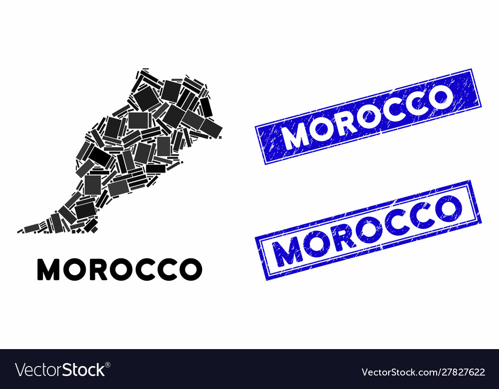 Mosaic morocco map and distress rectangle stamps