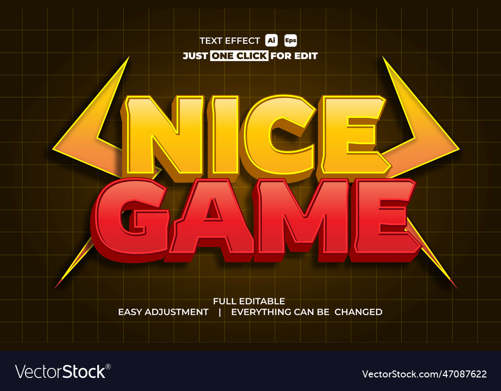Nice game text effect vector image Nice game text effect