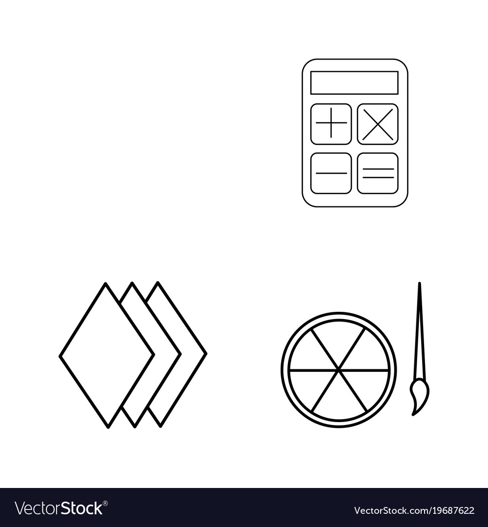 Office simple linear outline icon set